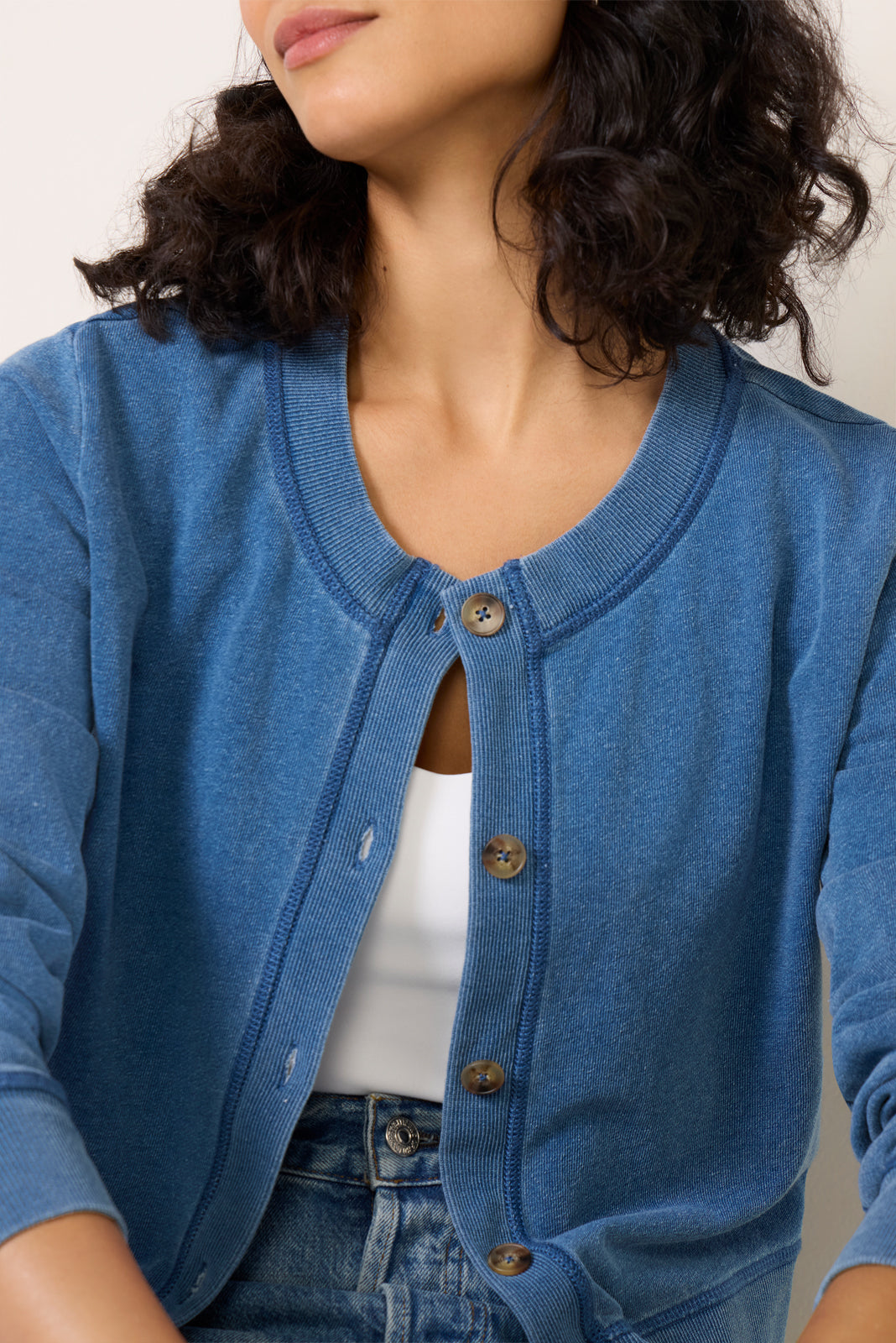 SOFTHYPHEN DENIM MIX CARDIGAN　デニム　ニット　03 SOFTHYPHEN デニムミックスカーディガンソフトハイフン