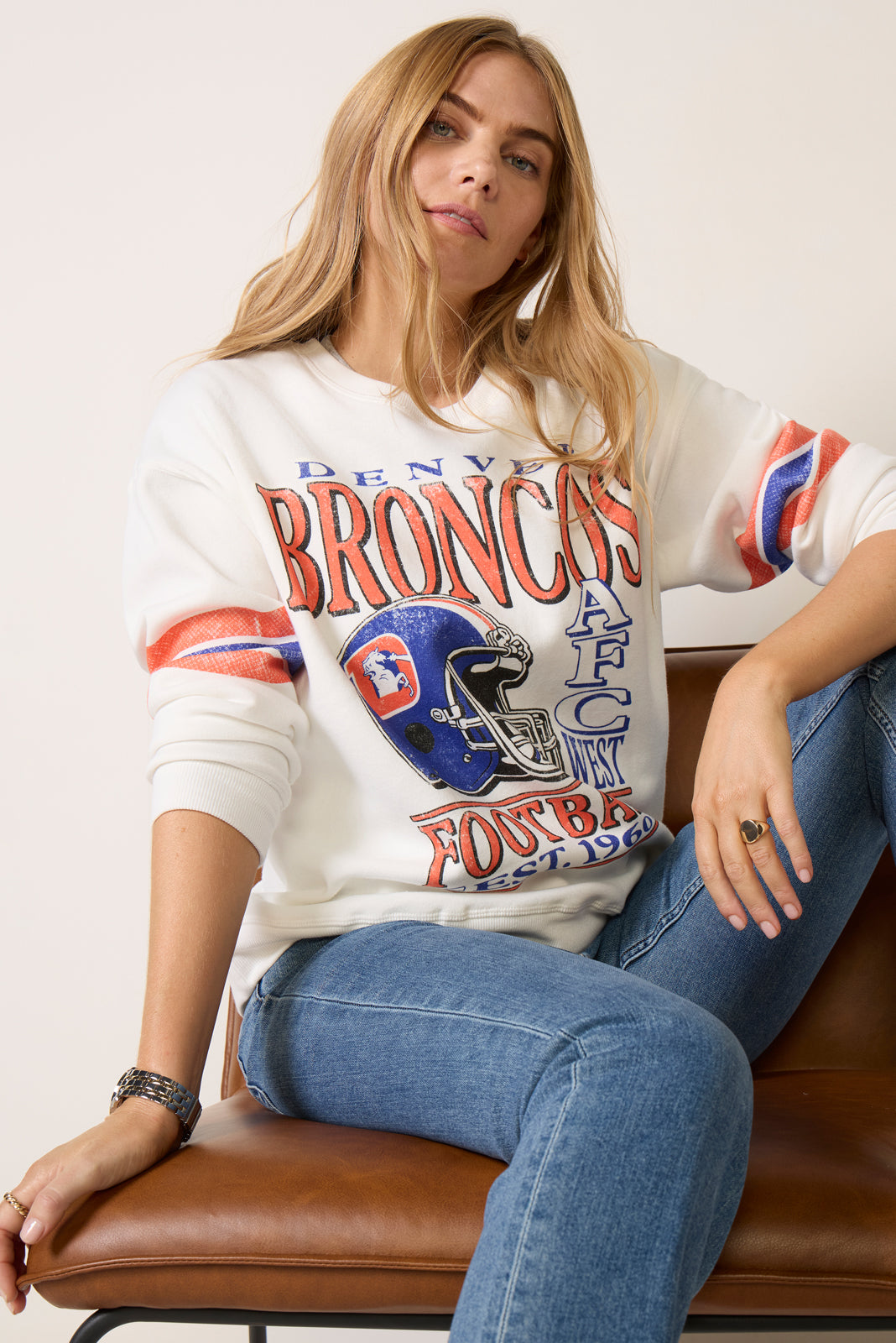 Broncos Oversized Stripe Sweatshirt