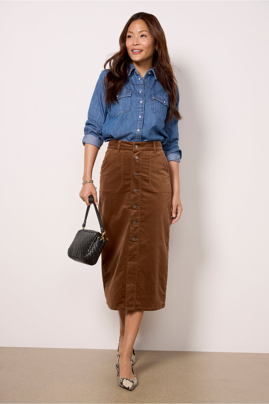 Maxi Skirt Plus Size Corduroy Skirt Trousers Cotton Corduroy Maxi