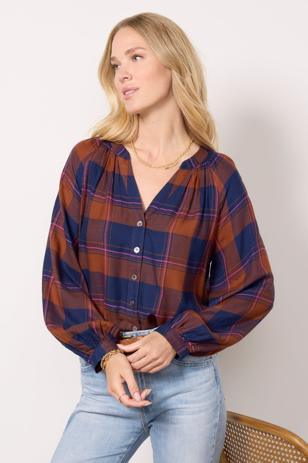 Norah Plaid Top