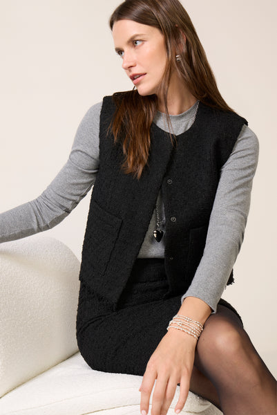 Winona Black Tweed Vest