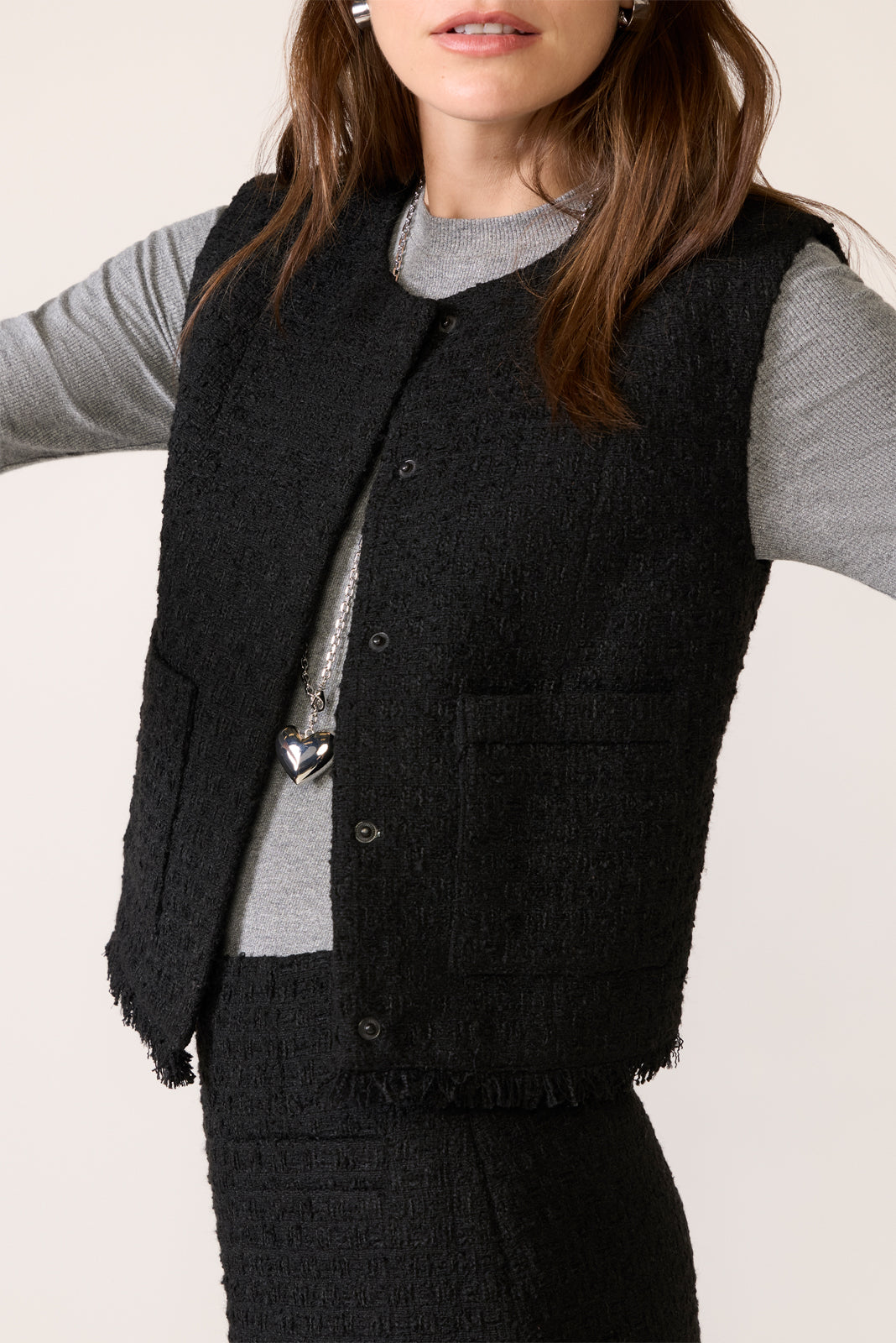 Winona Black Tweed Vest