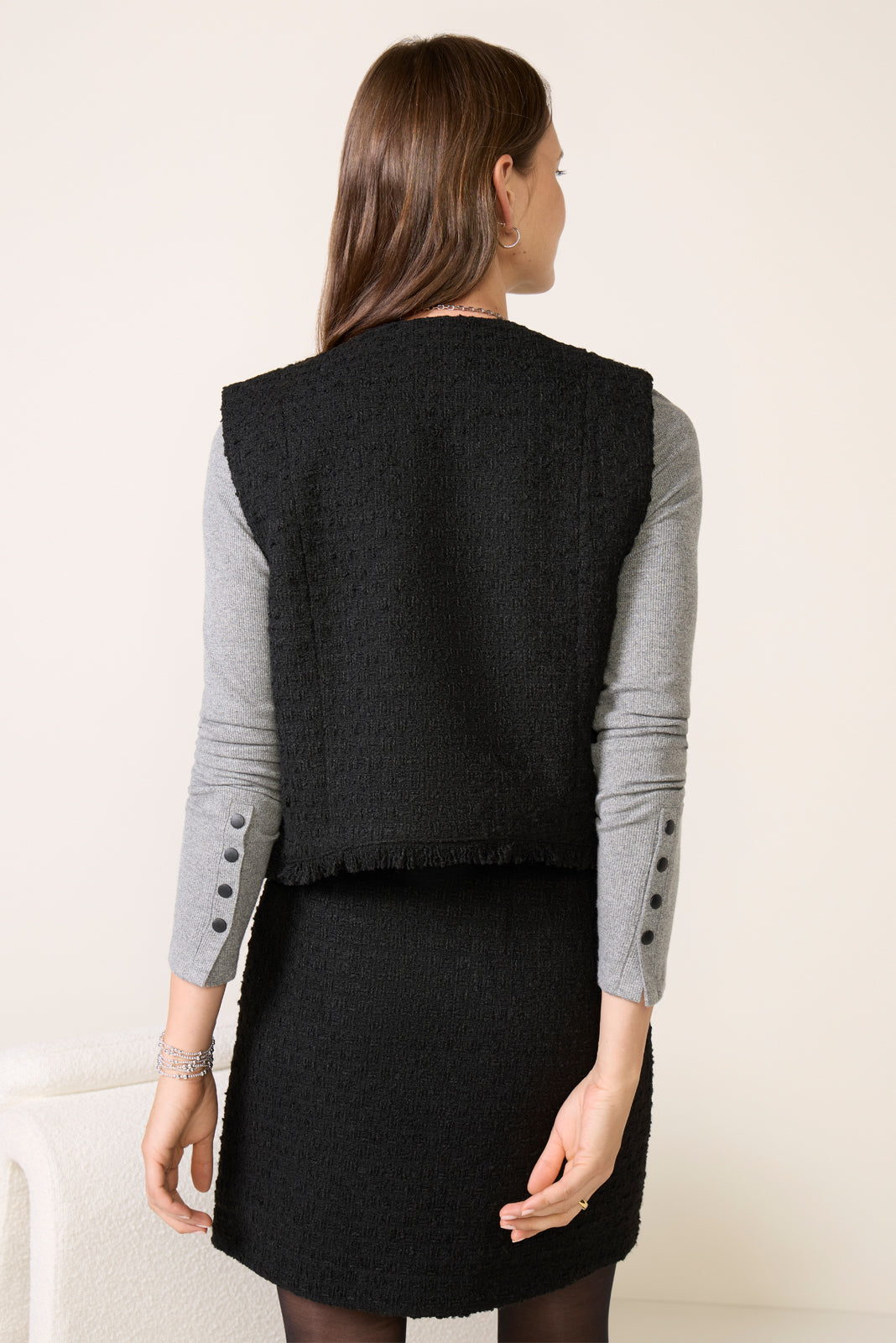 Winona Black Tweed Vest