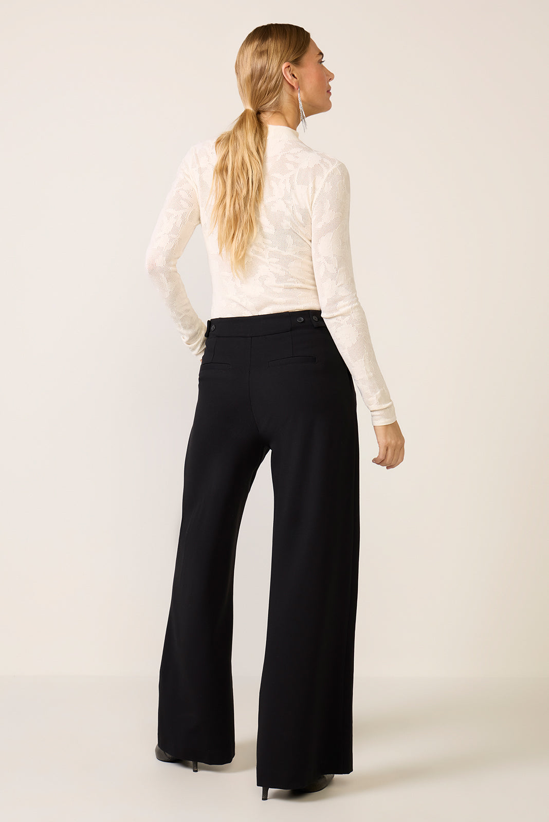 Cheryl Pleated Knit Wide Leg Trouser