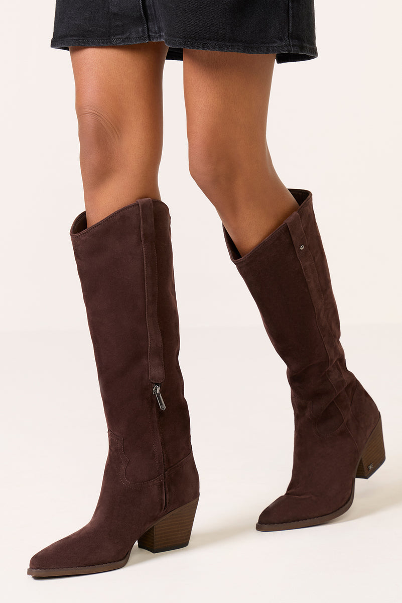 Stivali Sam Edelman Wyatt Western Da Donna, Café Noir, Tacco 6 Cm, Taglia 36 EU