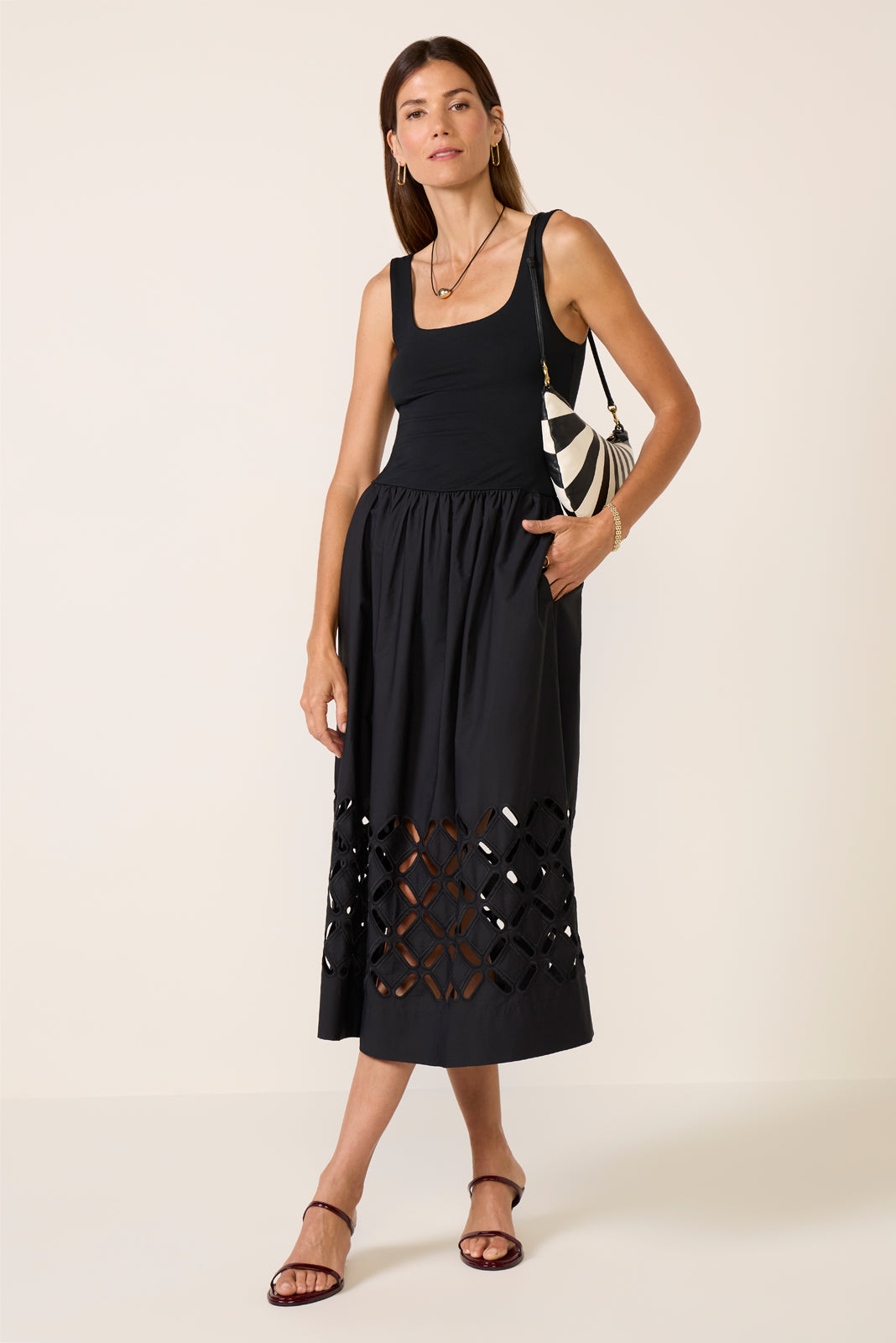 Nadya Cutout Mixed Media Dress