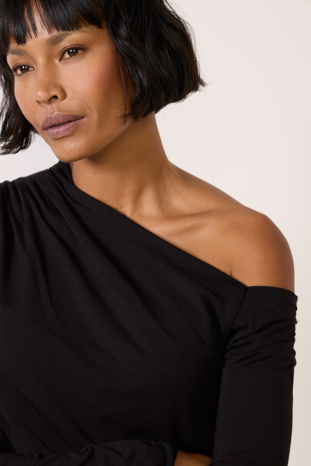 Off Shoulder Asymmetrical Gathered Top