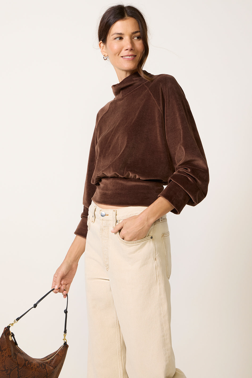 Erin Velour Mock Neck Top