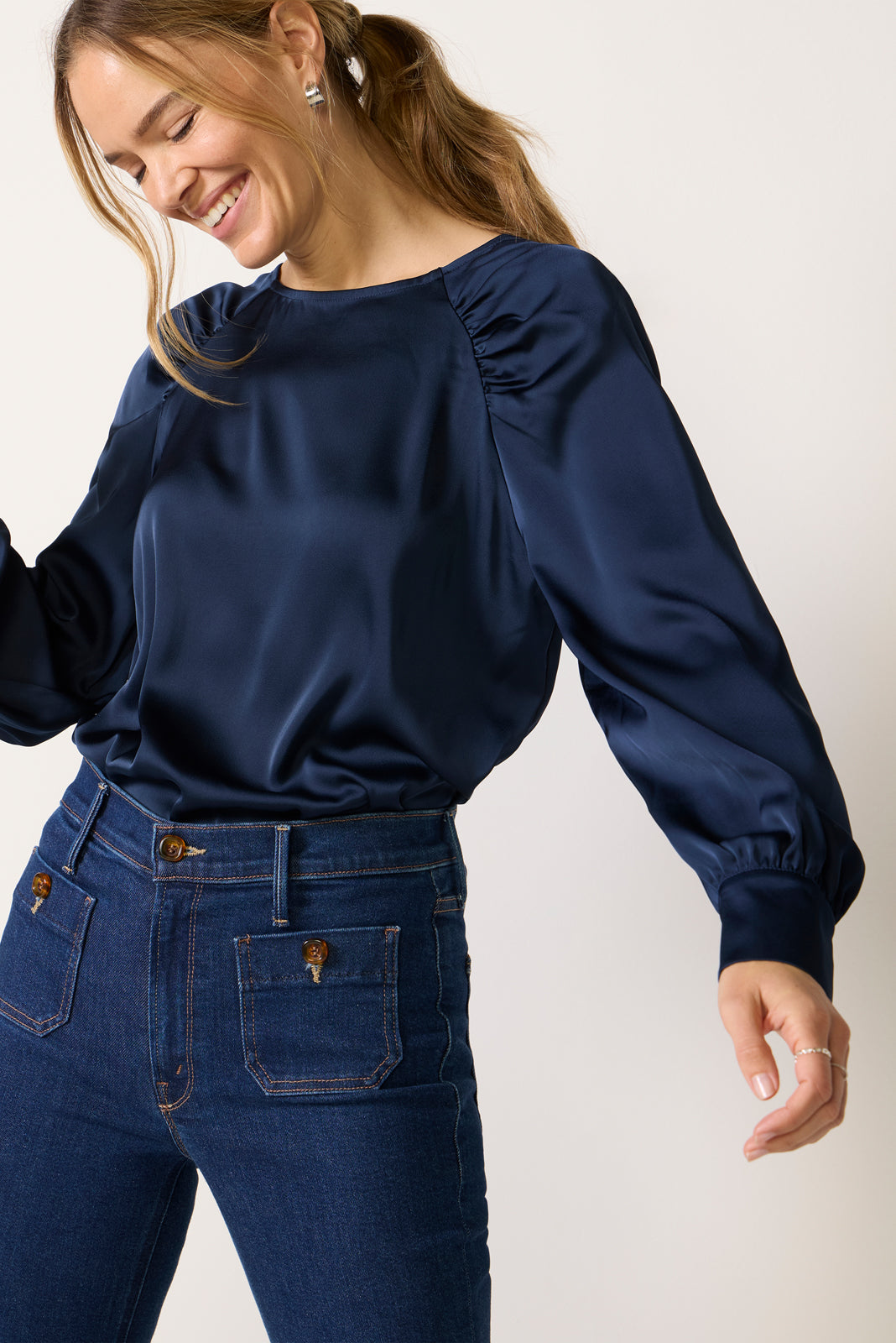 Alisha Gathered Satin Blouse