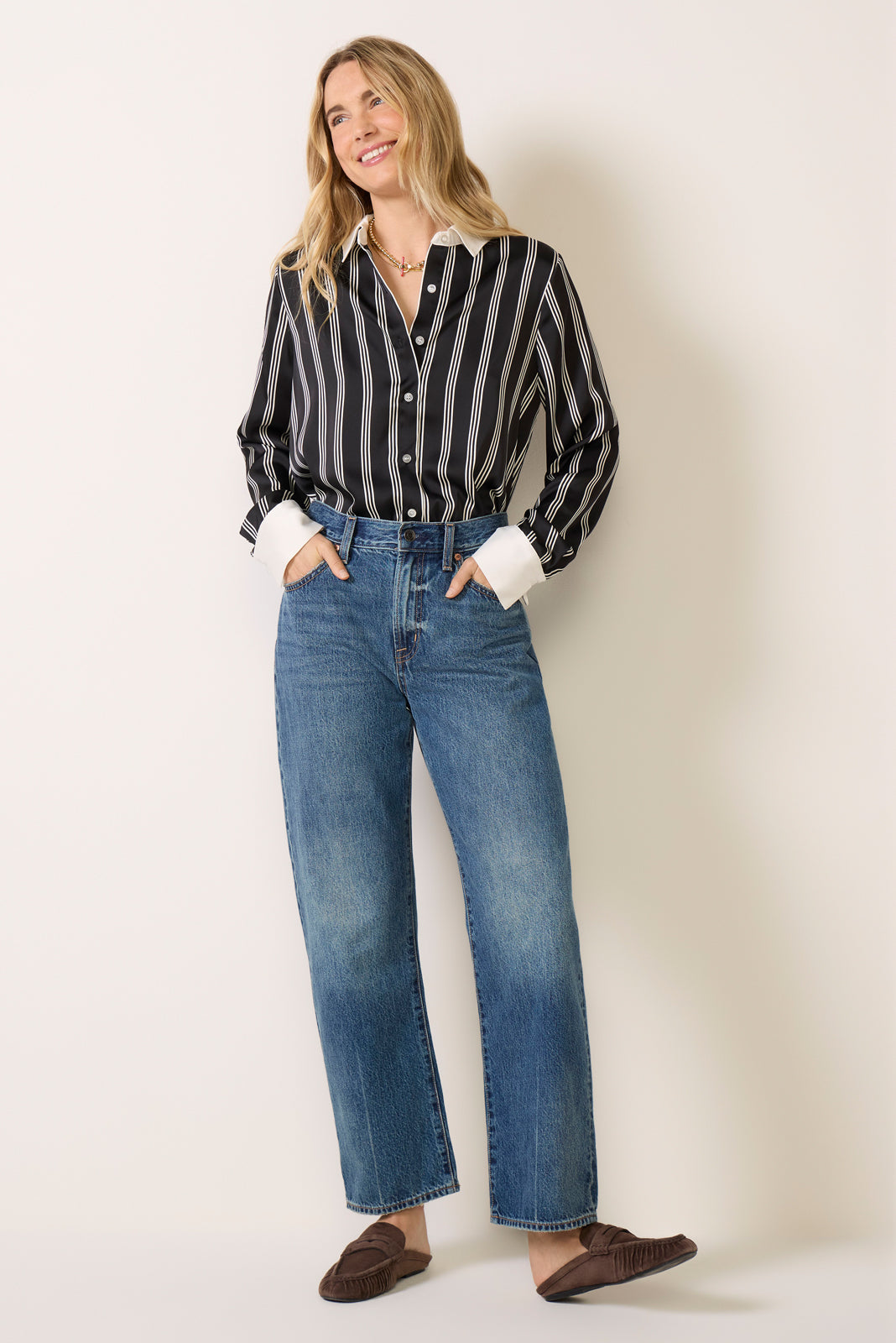 Julia Stripe Satin Shirt