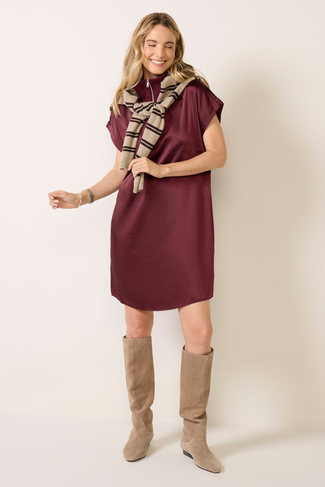 Lonia Short Sleeve Satin Shift