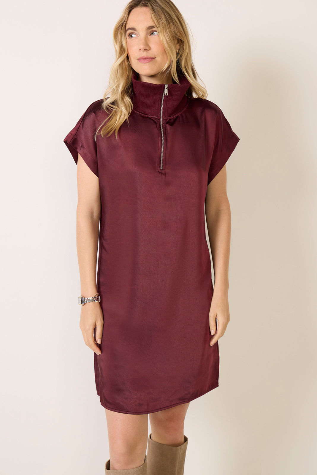 Lonia Short Sleeve Satin Shift