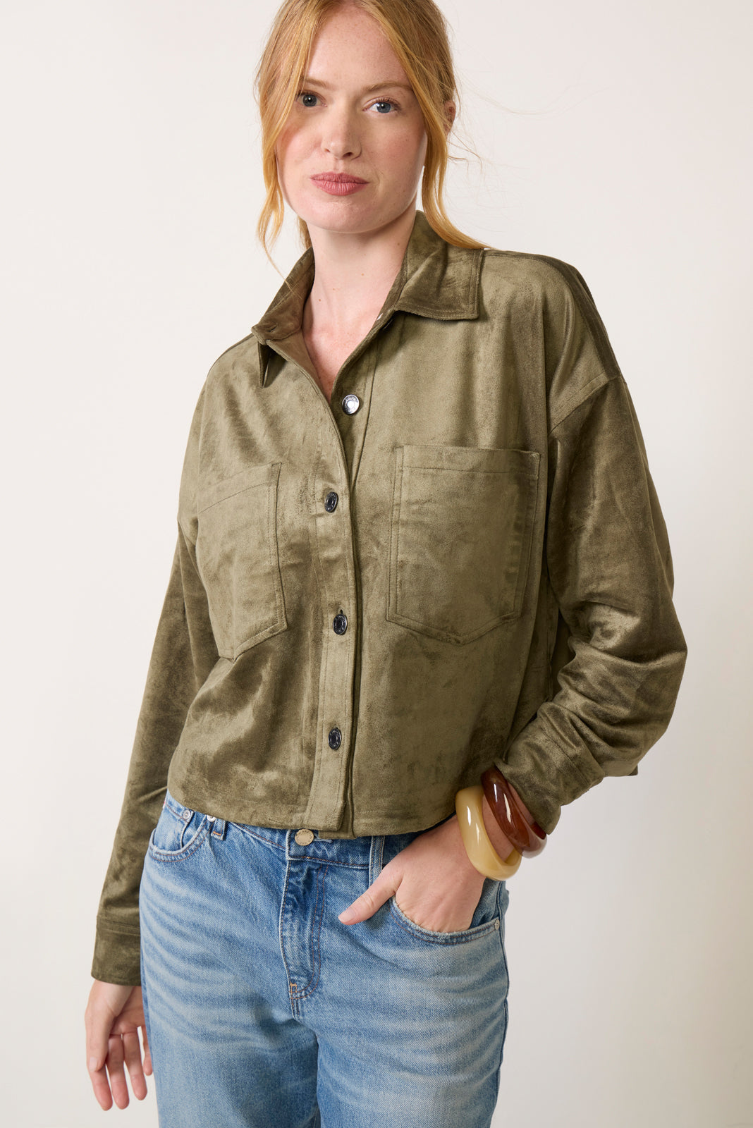 All Day Cropped Suede Jacket