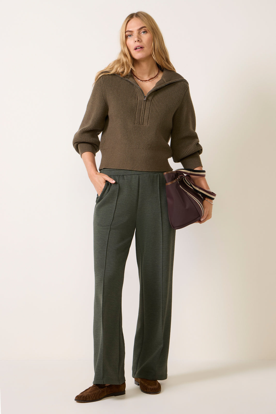 Maura Half Zip Rib Knit