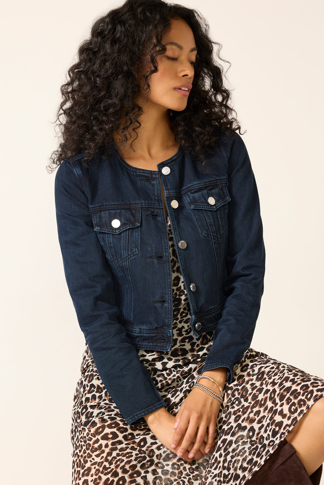 Collarless Trucker Jacket