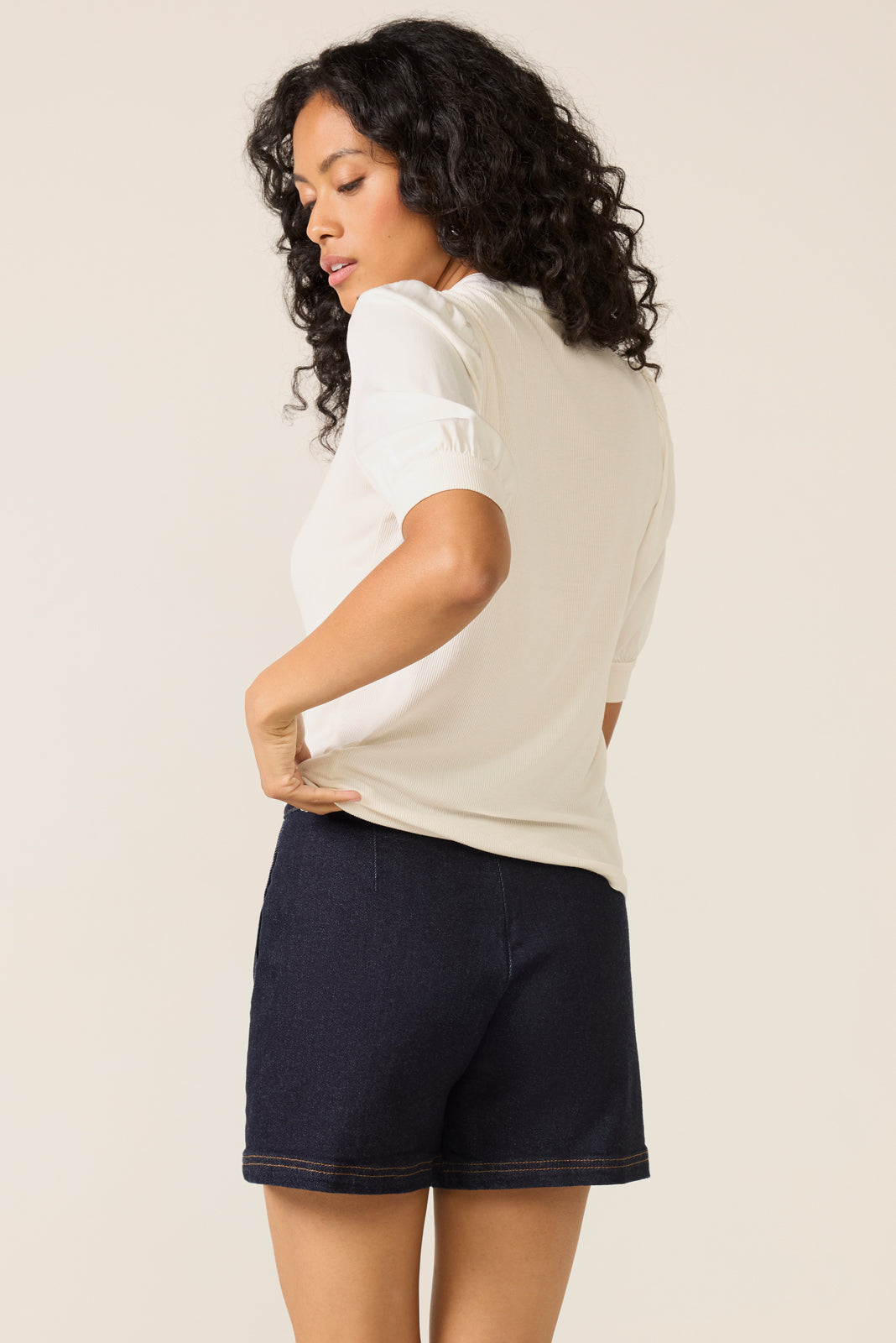 Short Sleeve Mixed Media Top