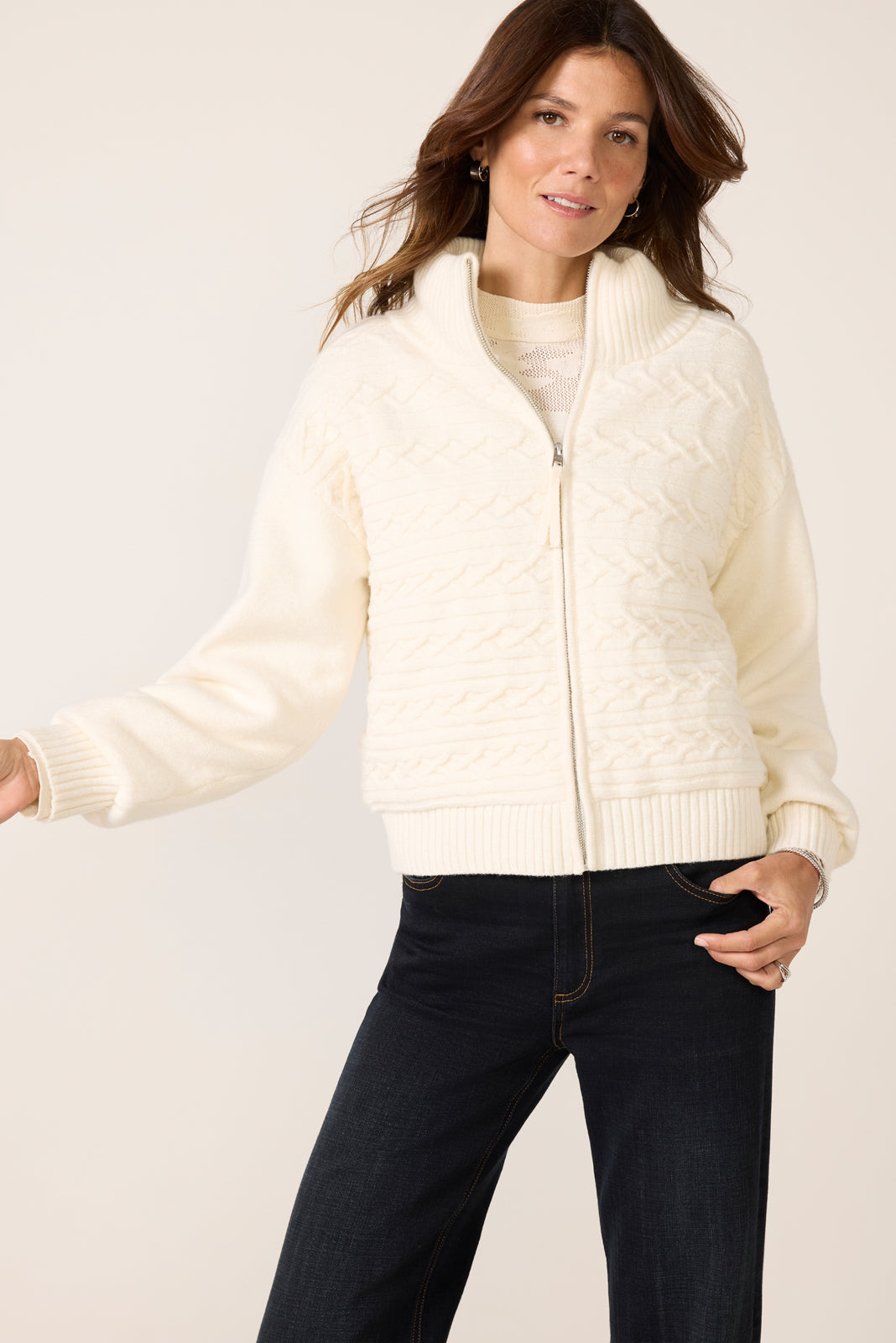 Addison Cable Knit Puffer Jacket