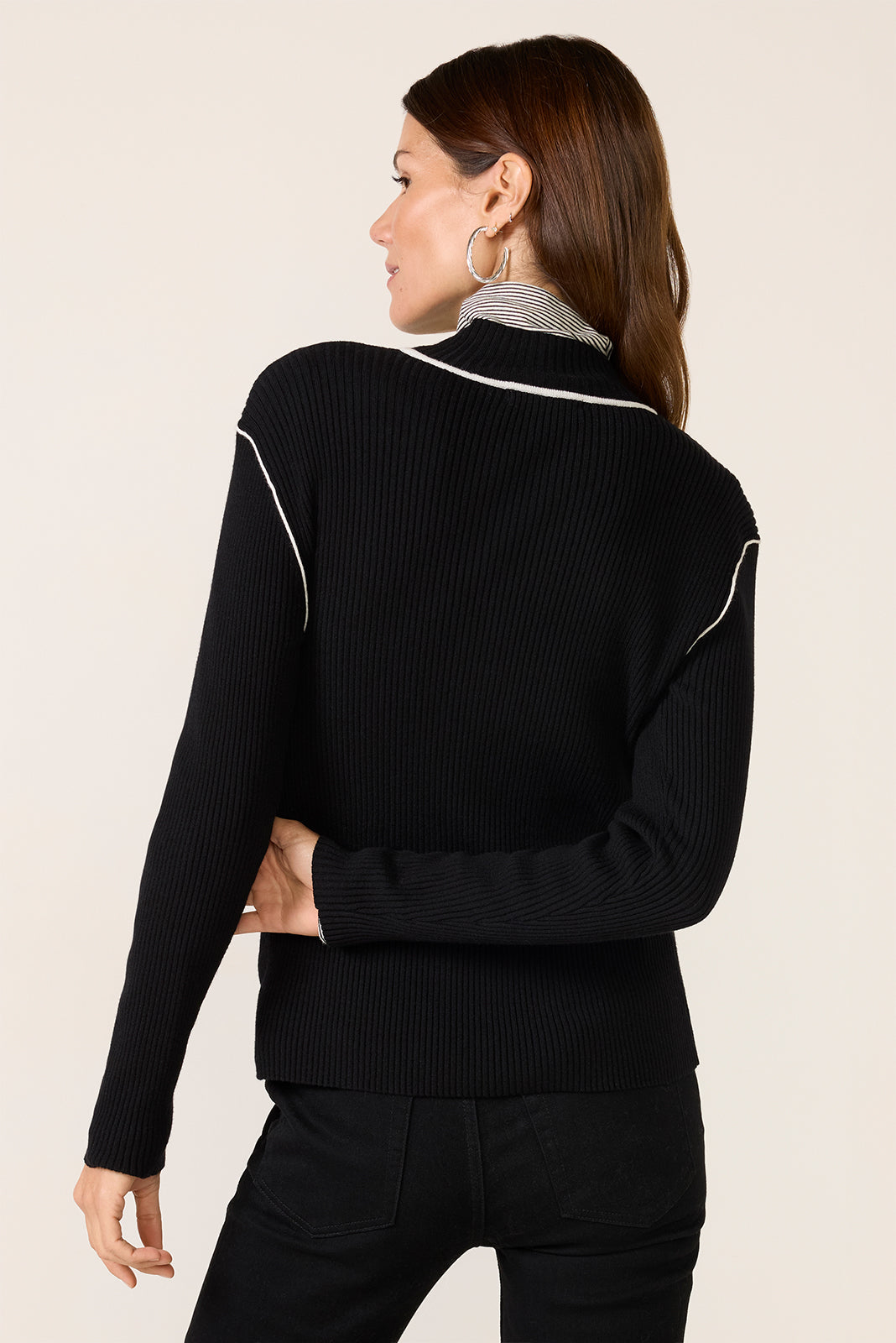 Sporty Rib Zip Up Sweater