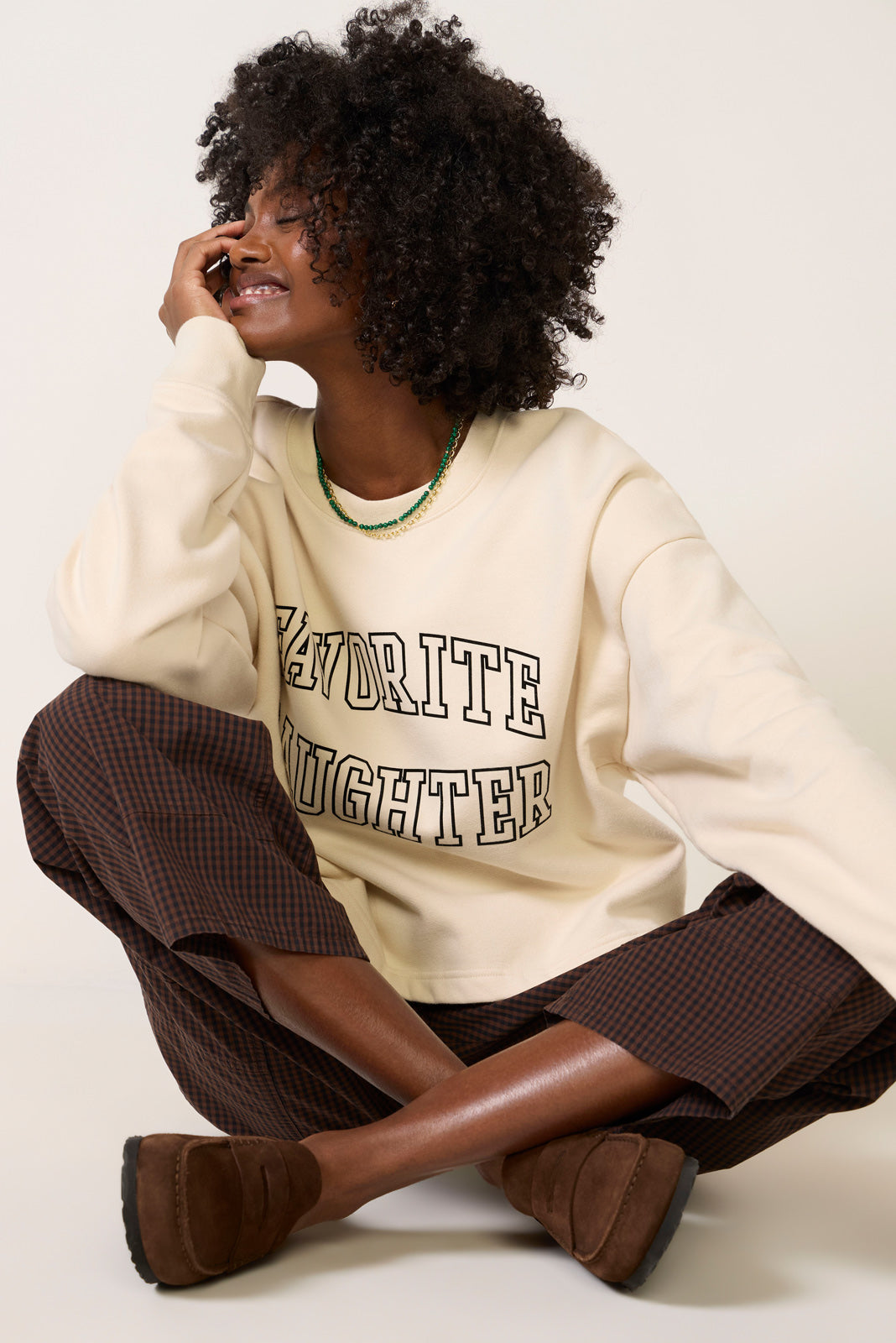 The Cropped Velvet Flocked Sweatshirt