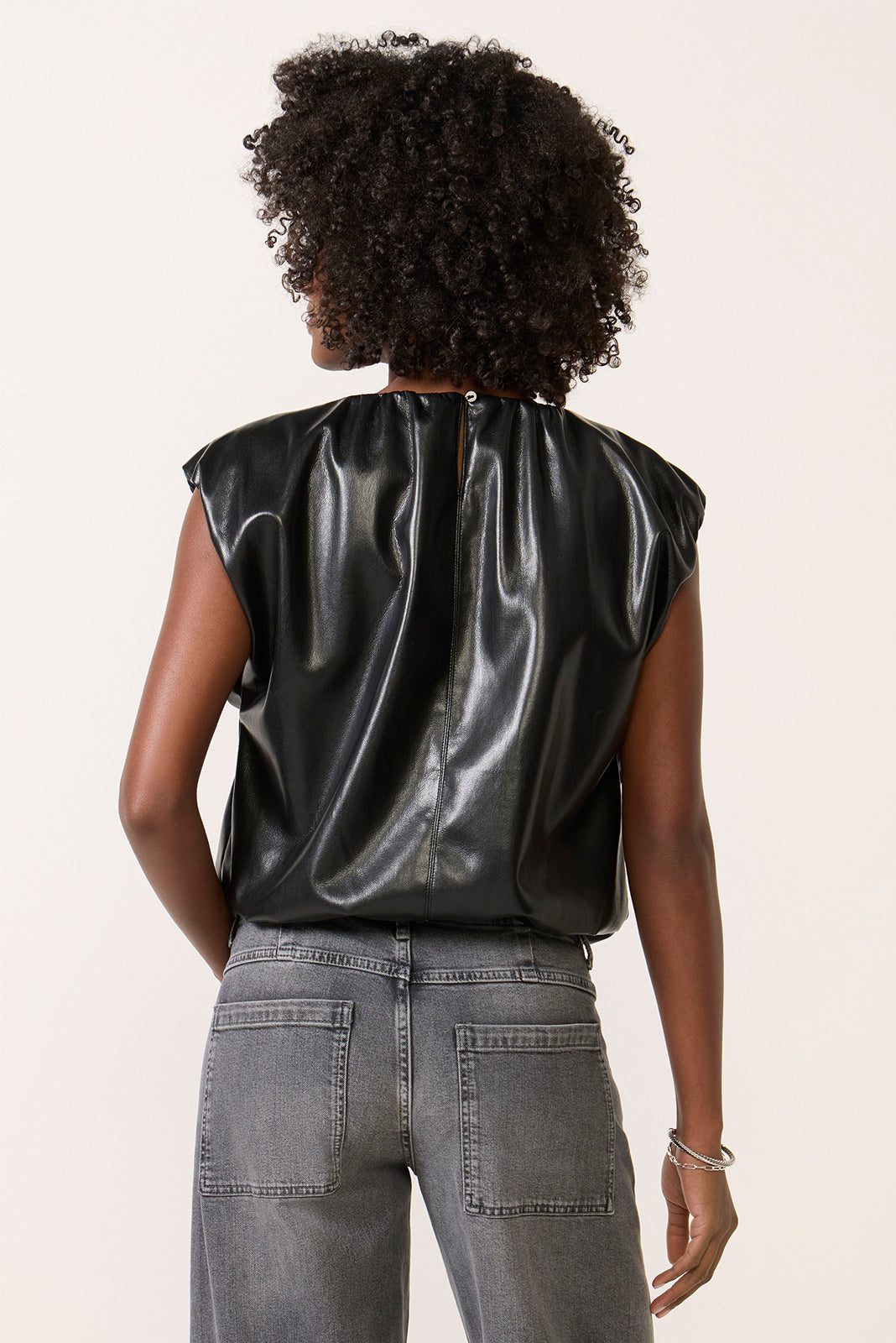 Radona Faux Leather Bubble Top