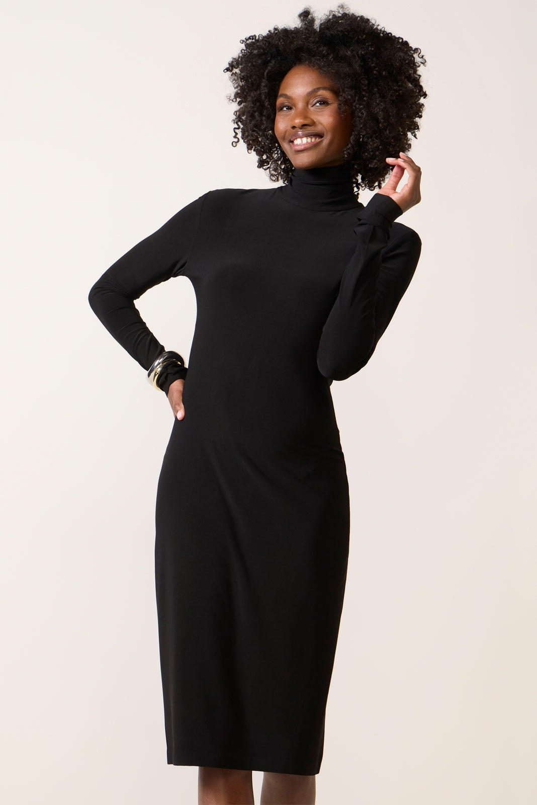 Long Sleeve Turtleneck Dress to Knee