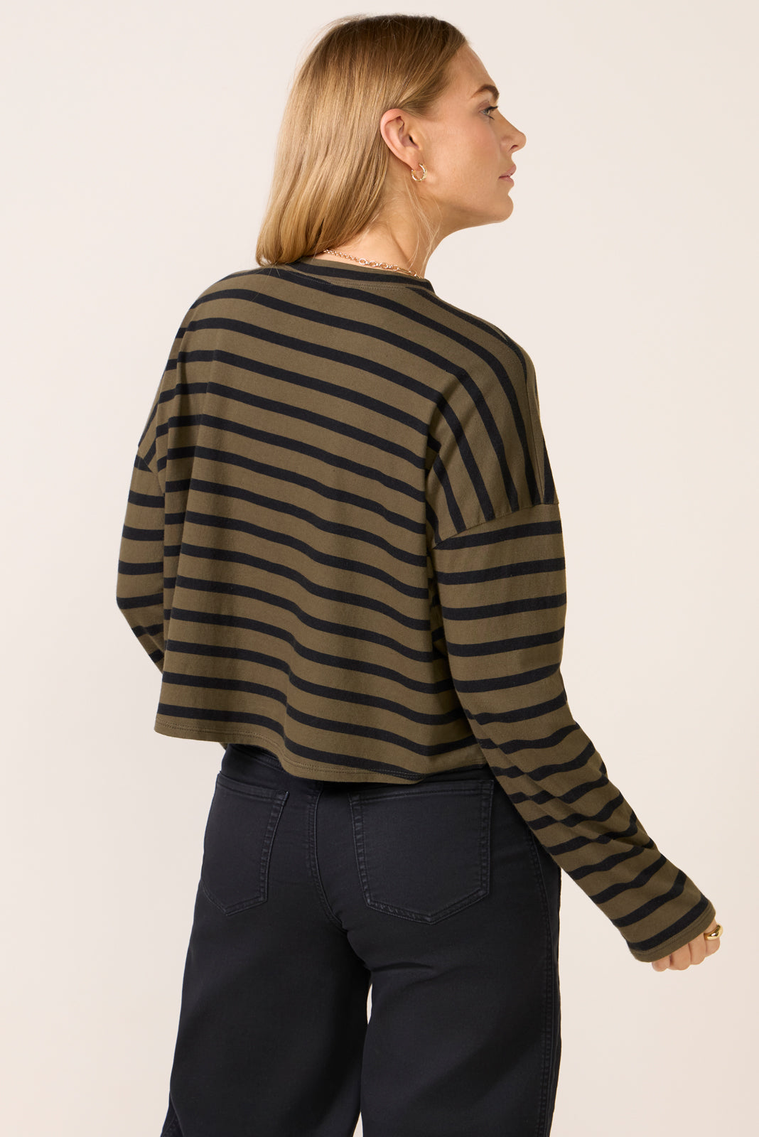 Striped Cropped Long Sleeve Tee