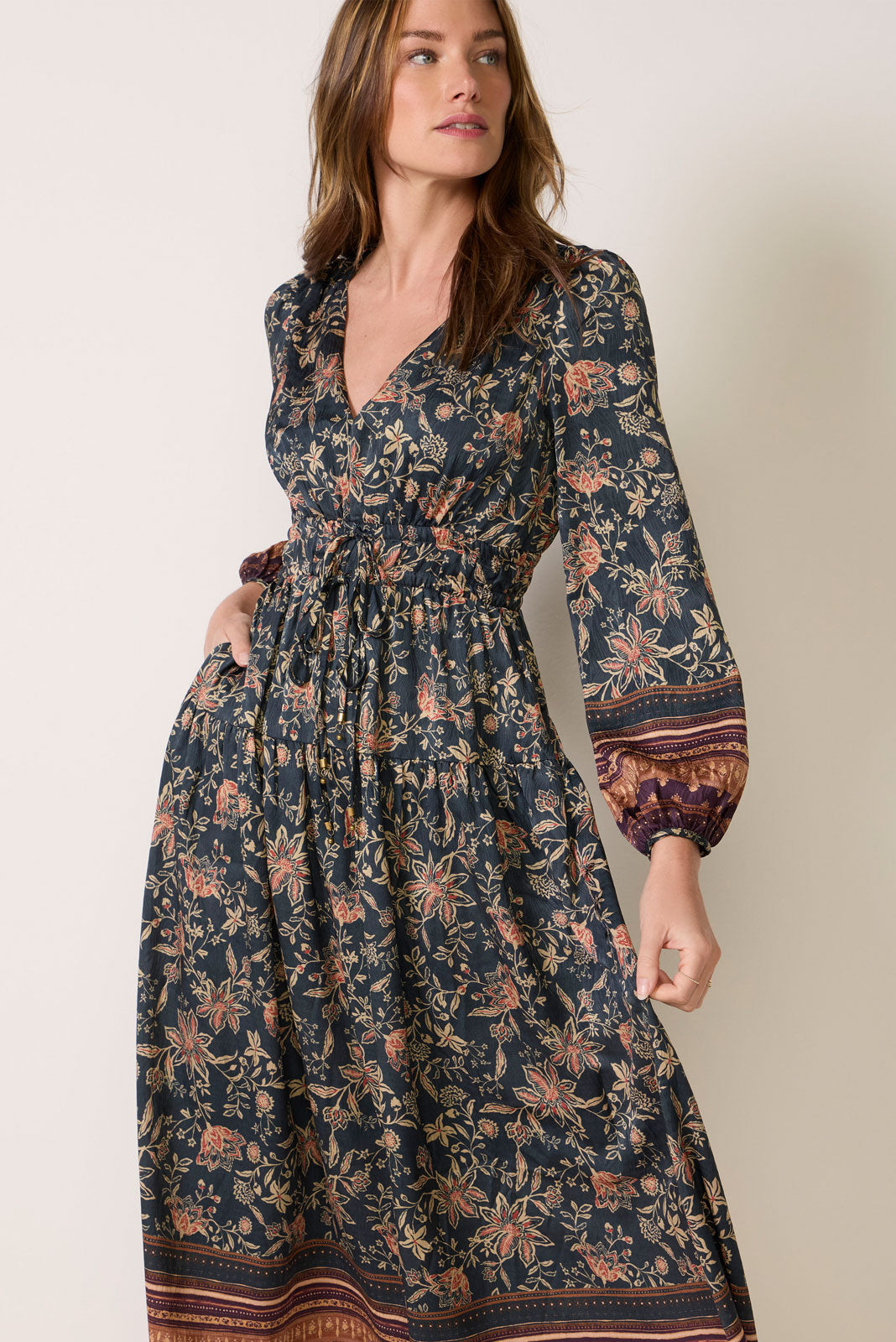 Amber Boho Bordered Midi Dress
