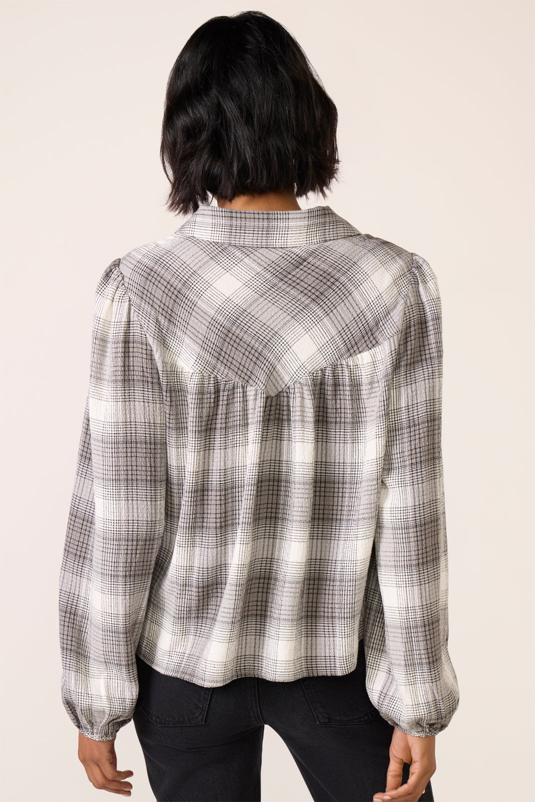Maleah Pucker Plaid Blouse