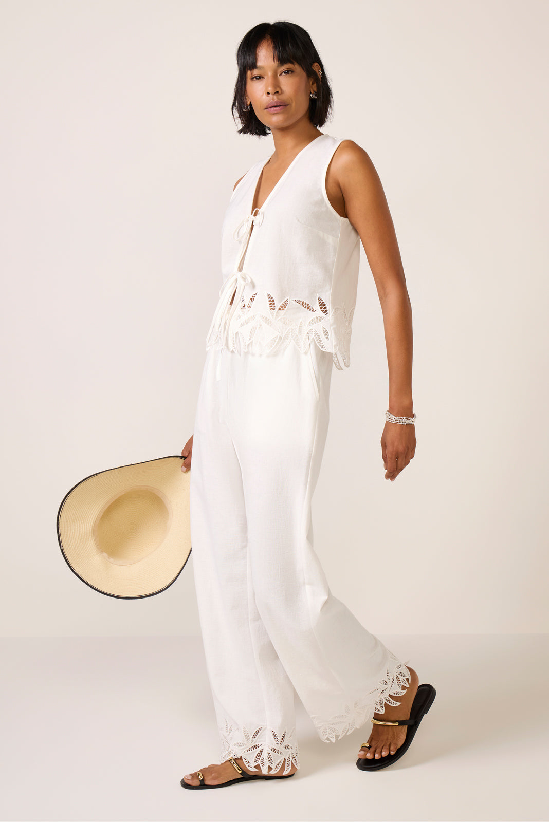 Emmie Embroidered Wide Leg Pant