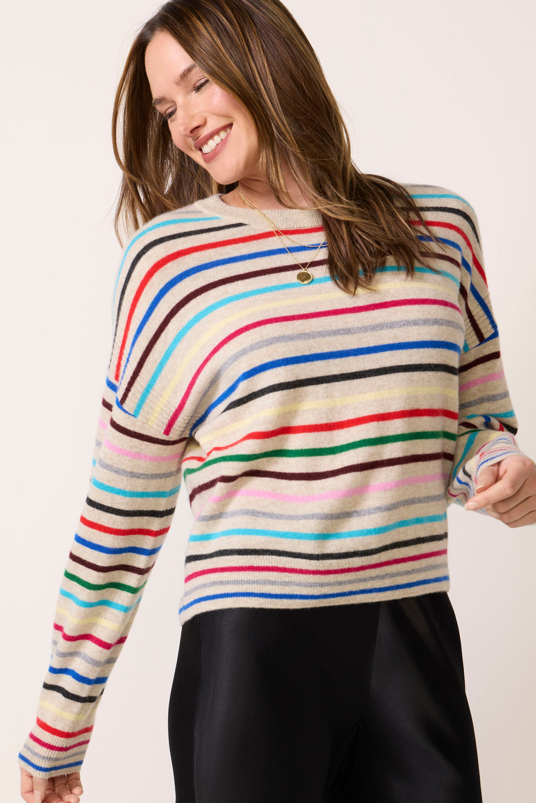 Monroe Stripe Novelty Cashmere Pullover