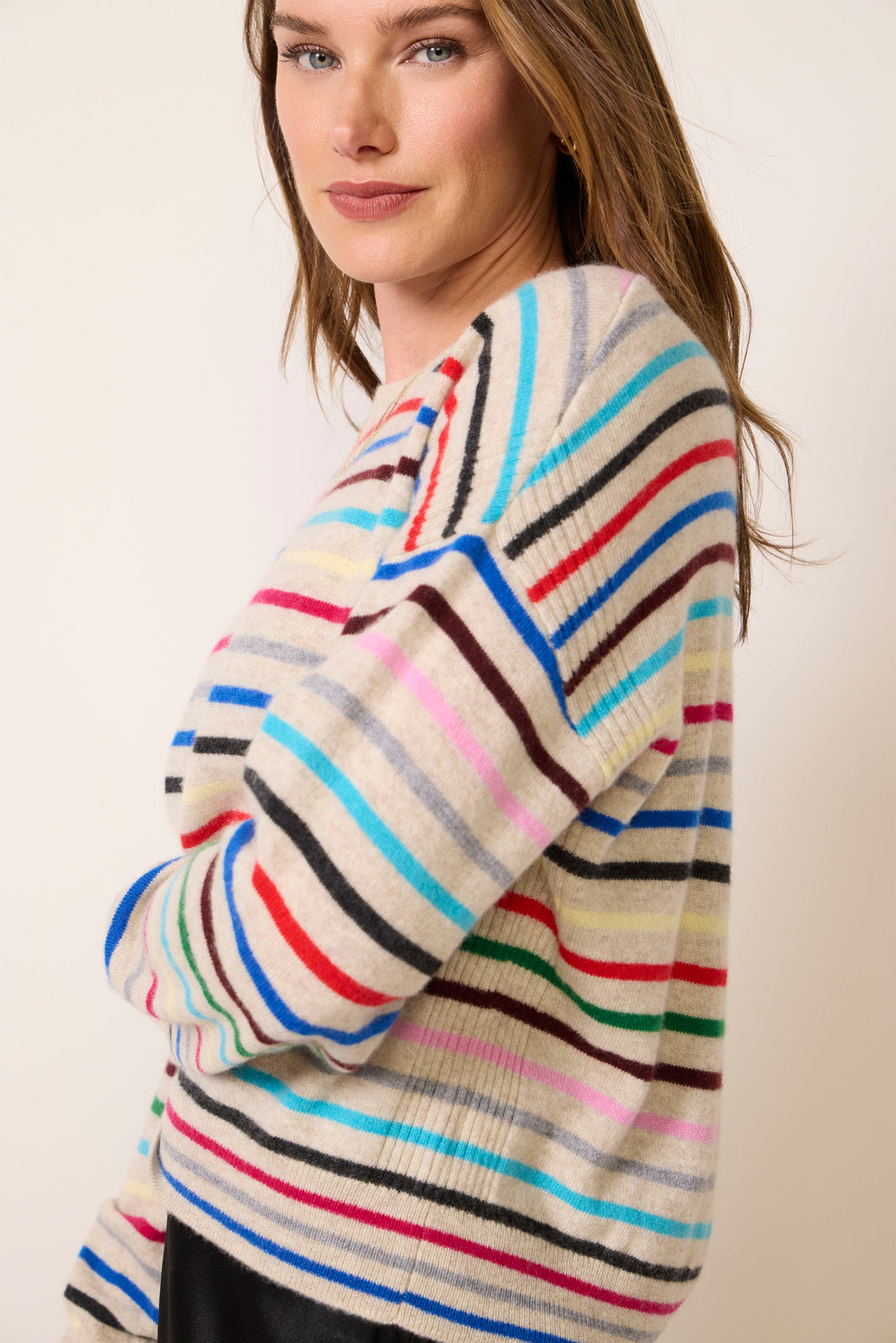 Monroe Stripe Novelty Cashmere Pullover