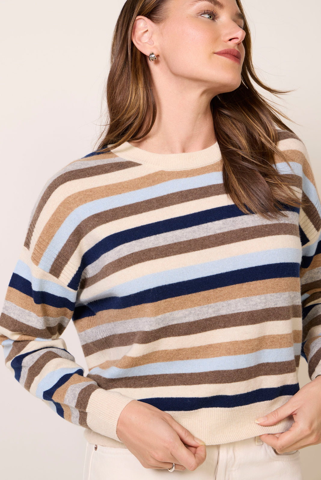 Monroe Stripe Novelty Cashmere Pullover