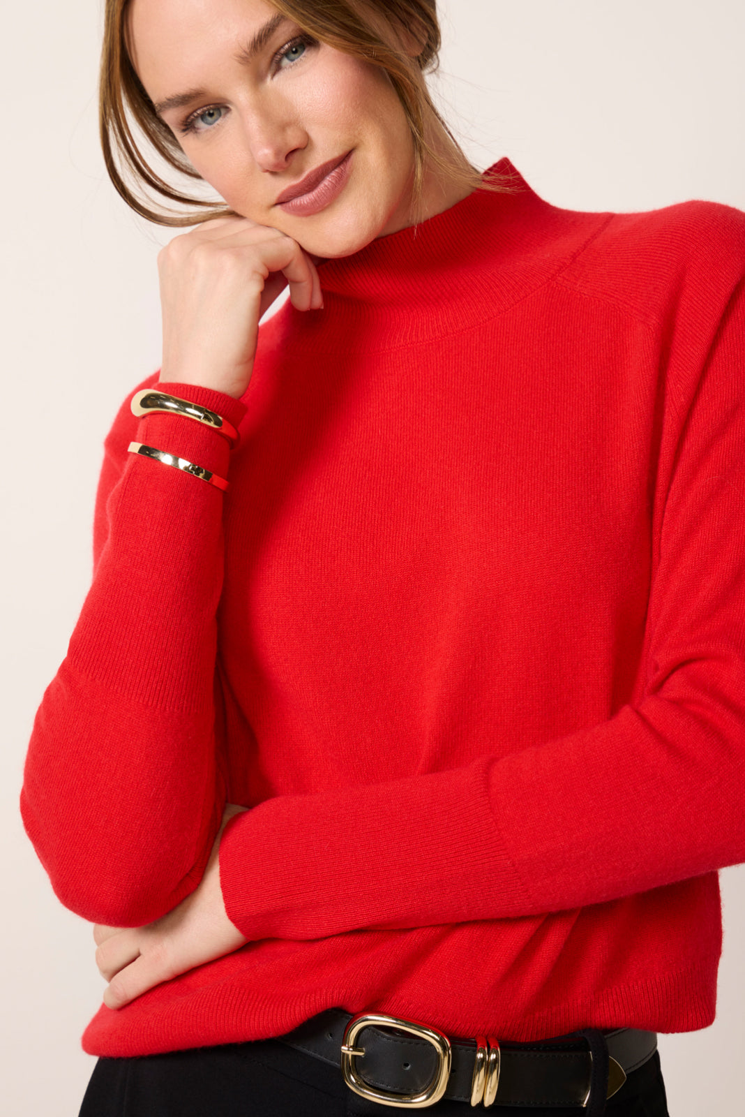 Aria Mock Neck Cashmere Pullover