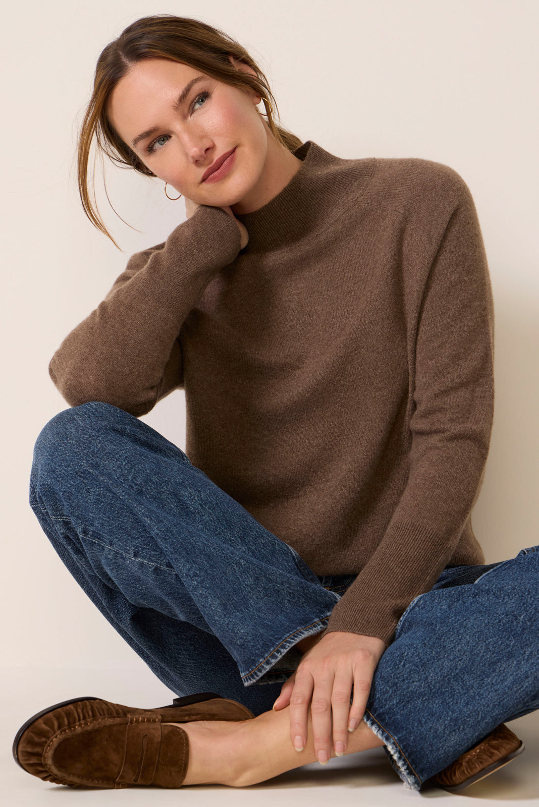 Aria Mock Neck Cashmere Pullover