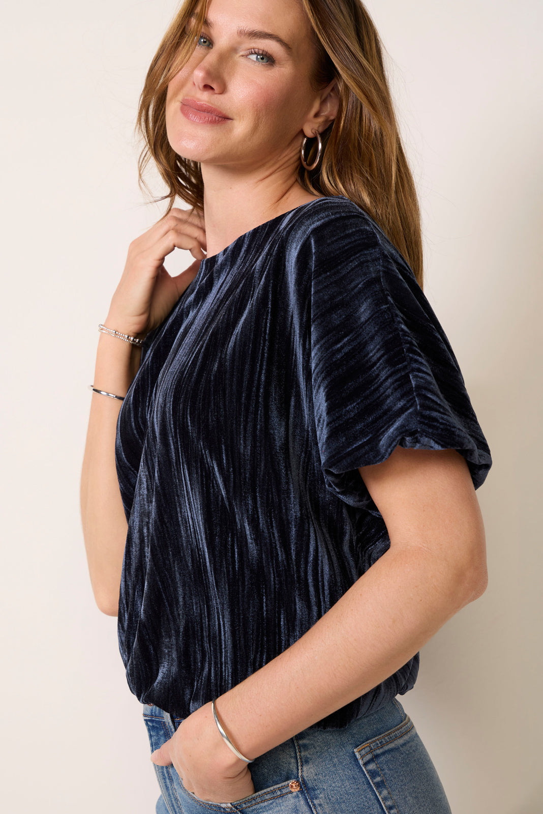Cass Velvet Bubble Blouse