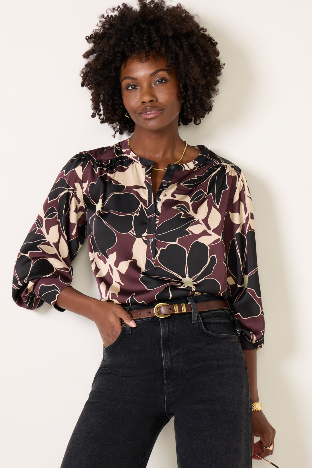 Elinor Satin Floral Blouse