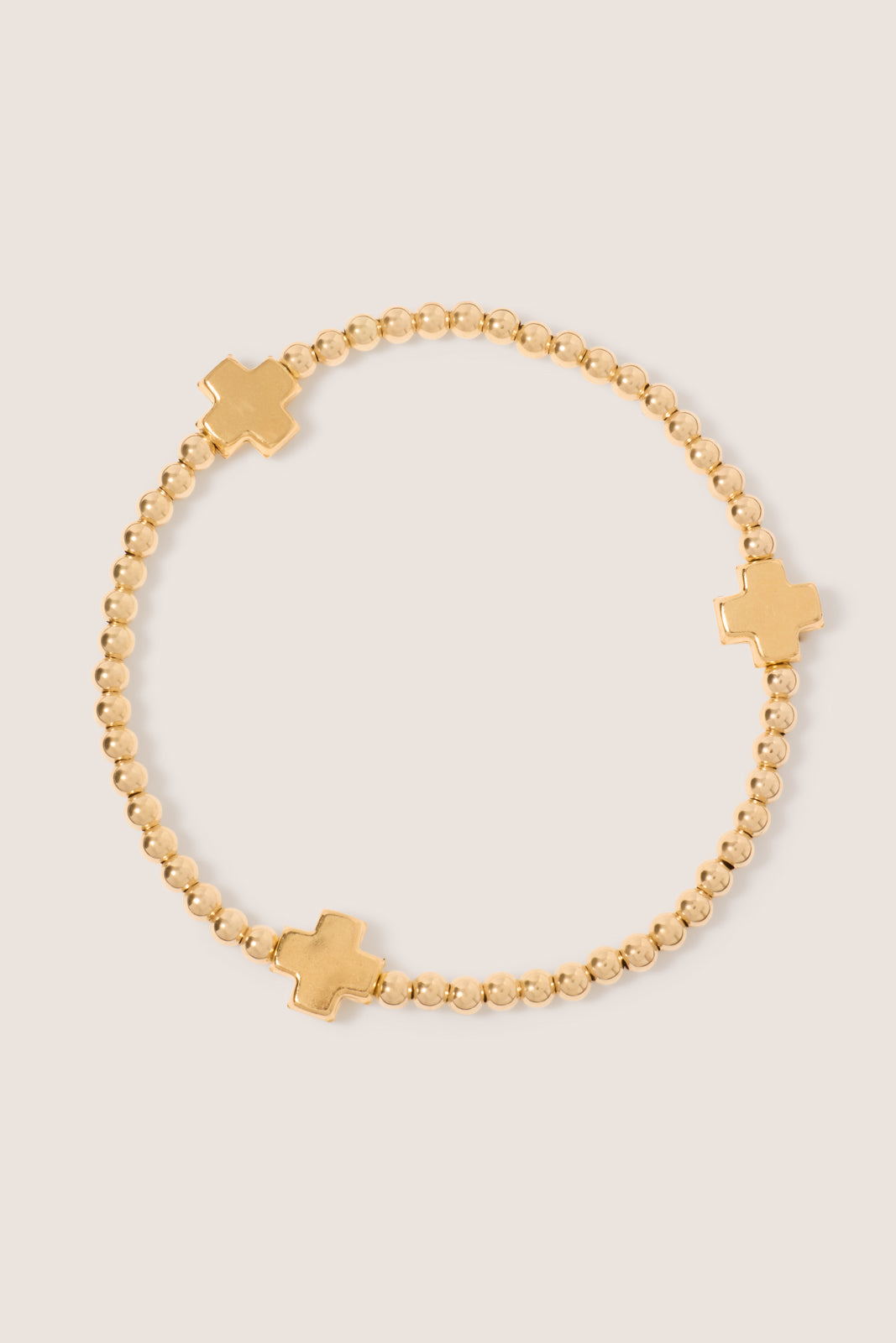 Signature Cross Gold Pattern 3mm Bead Bracelet