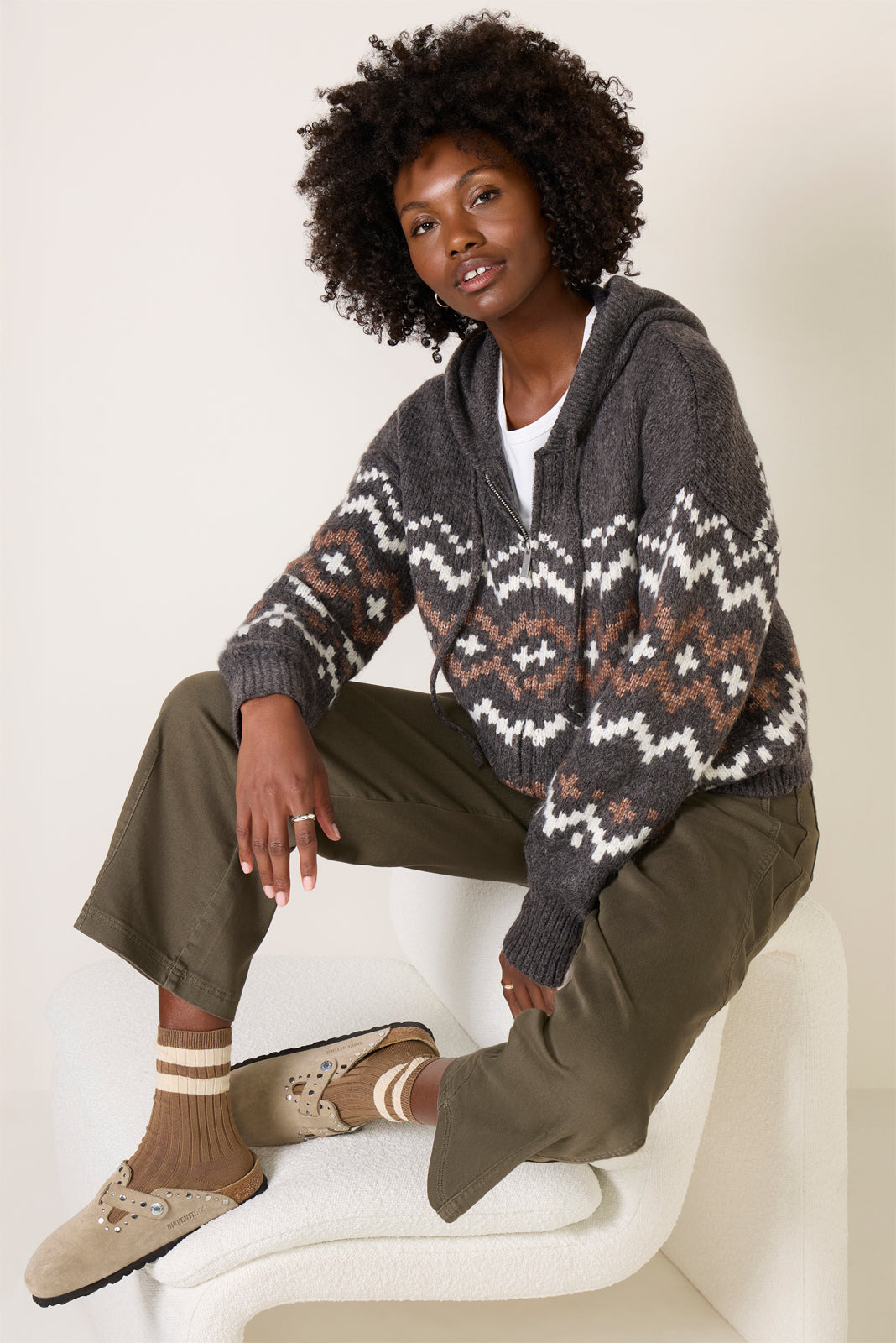 Zip-up Fair Isle Hoodie