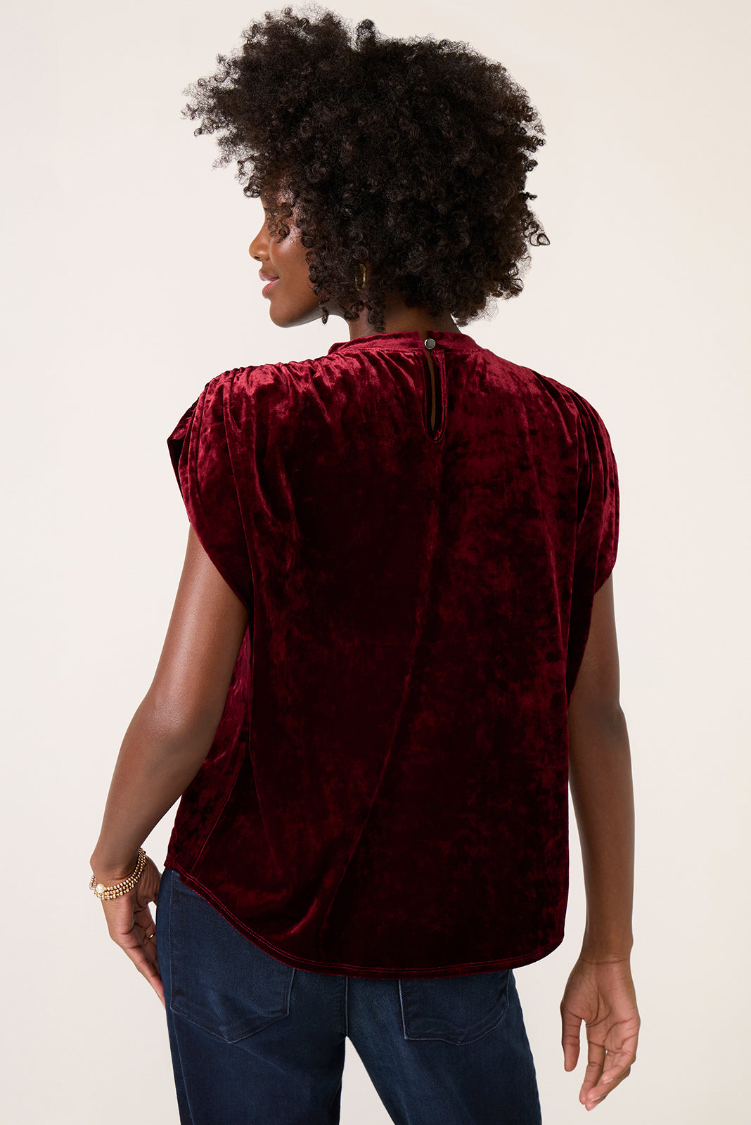 Acacia Velvet Shirred Shoulder Tee