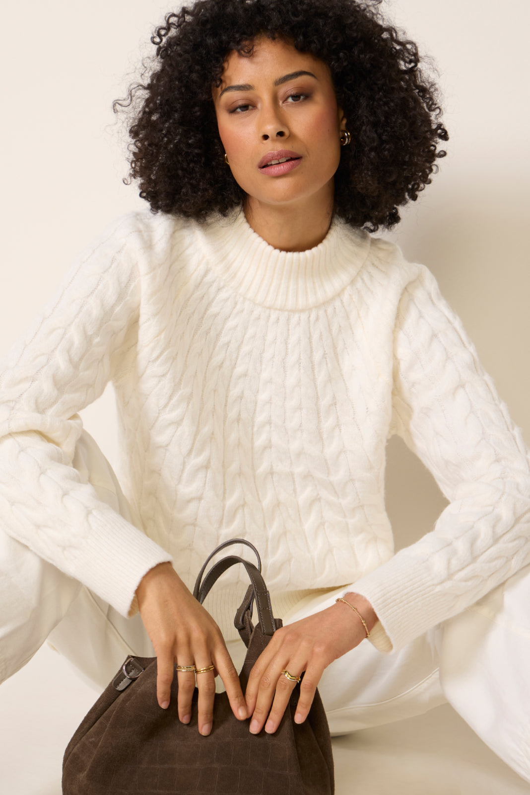 Reese Cable Mock Neck Pullover