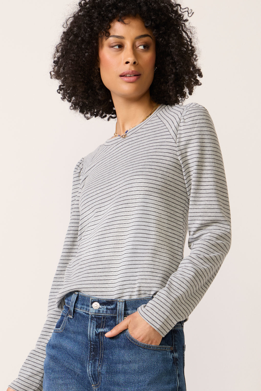 Jeanne Stripe Puff Sleeve Top