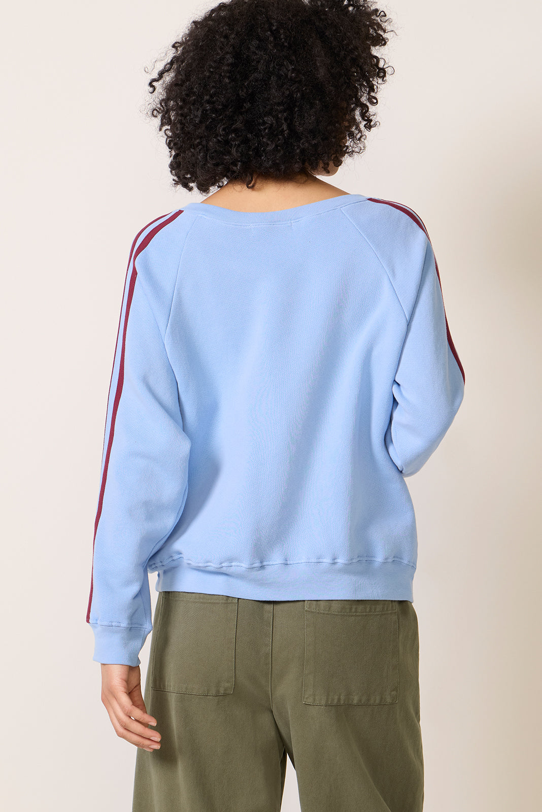 Solid V Neck Track Sweatshirt