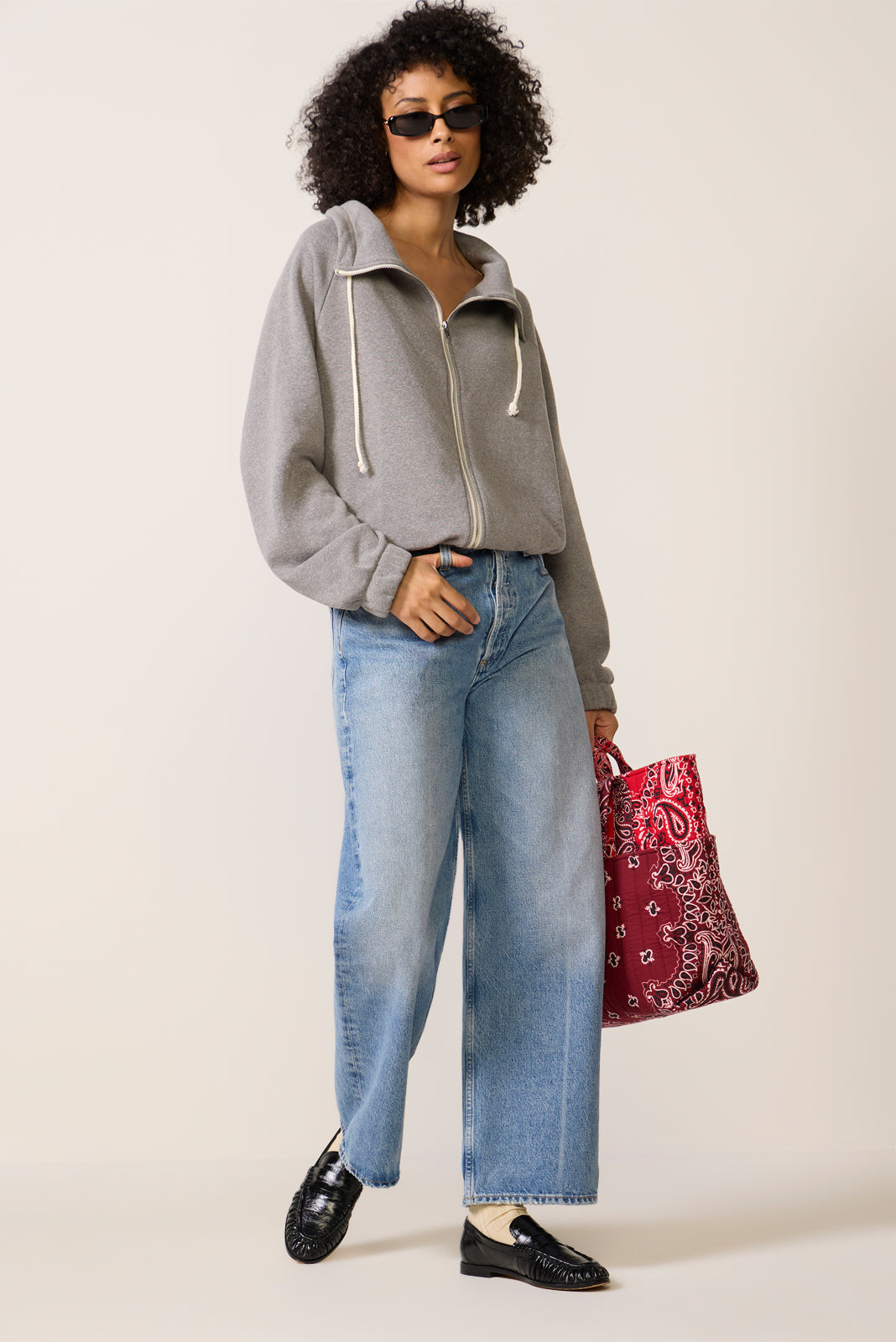 Funnel Neck Full Zip Sweatshirt