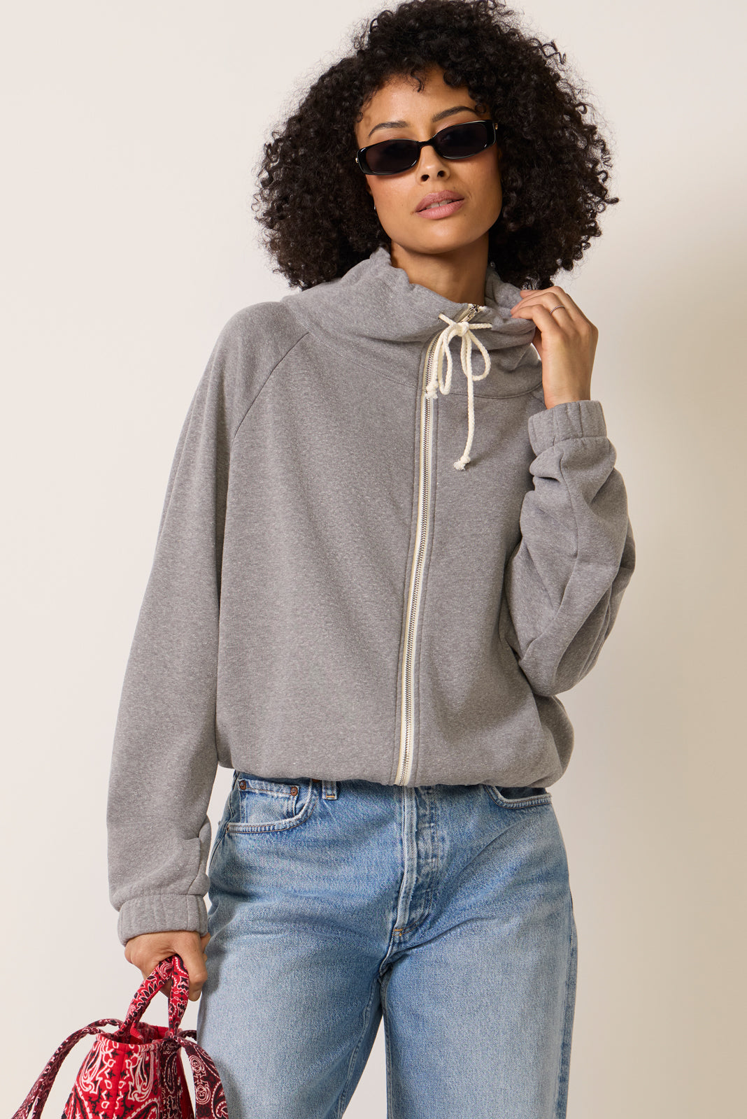 Funnel Neck Full Zip Sweatshirt