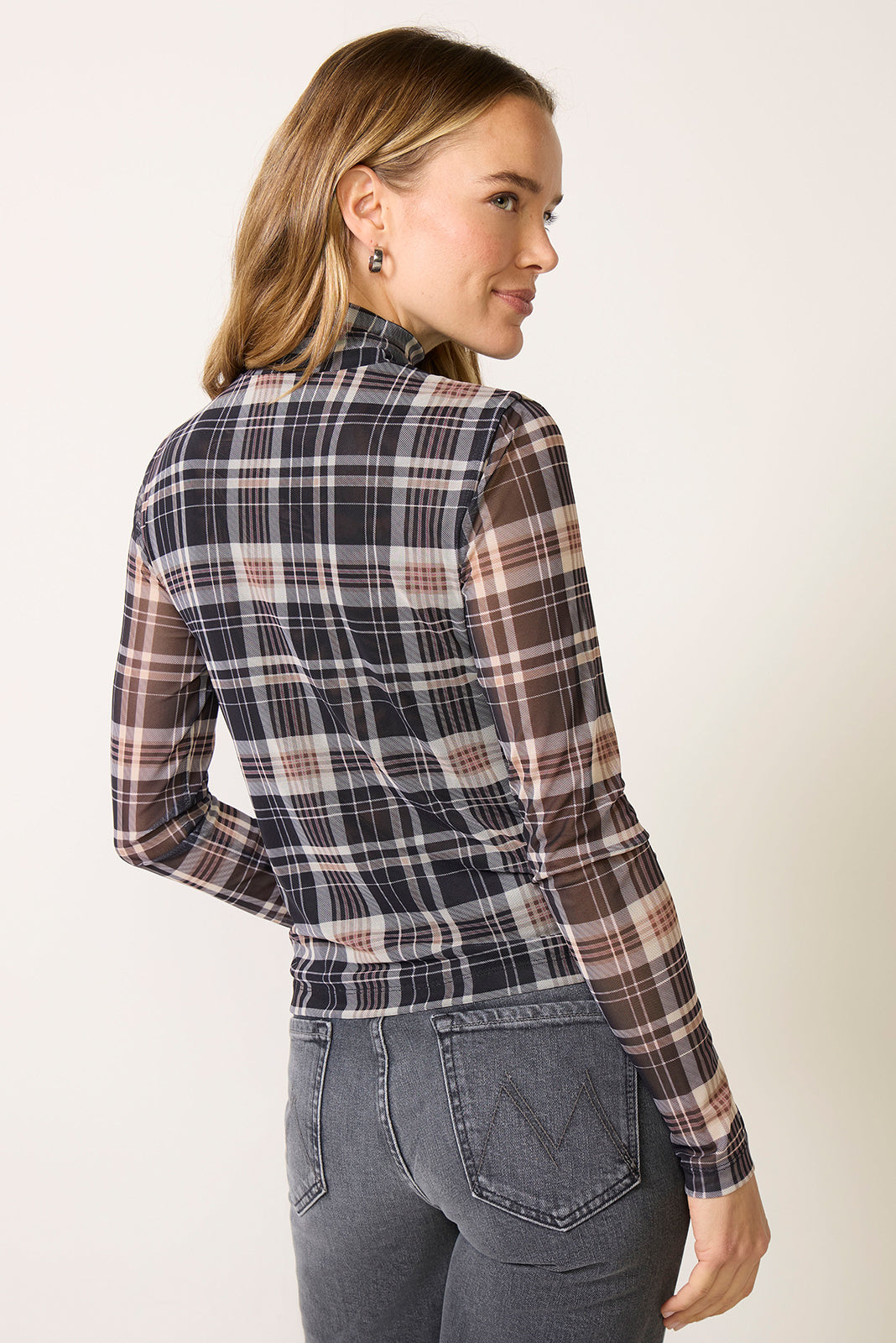 Darcy Mesh Plaid Top