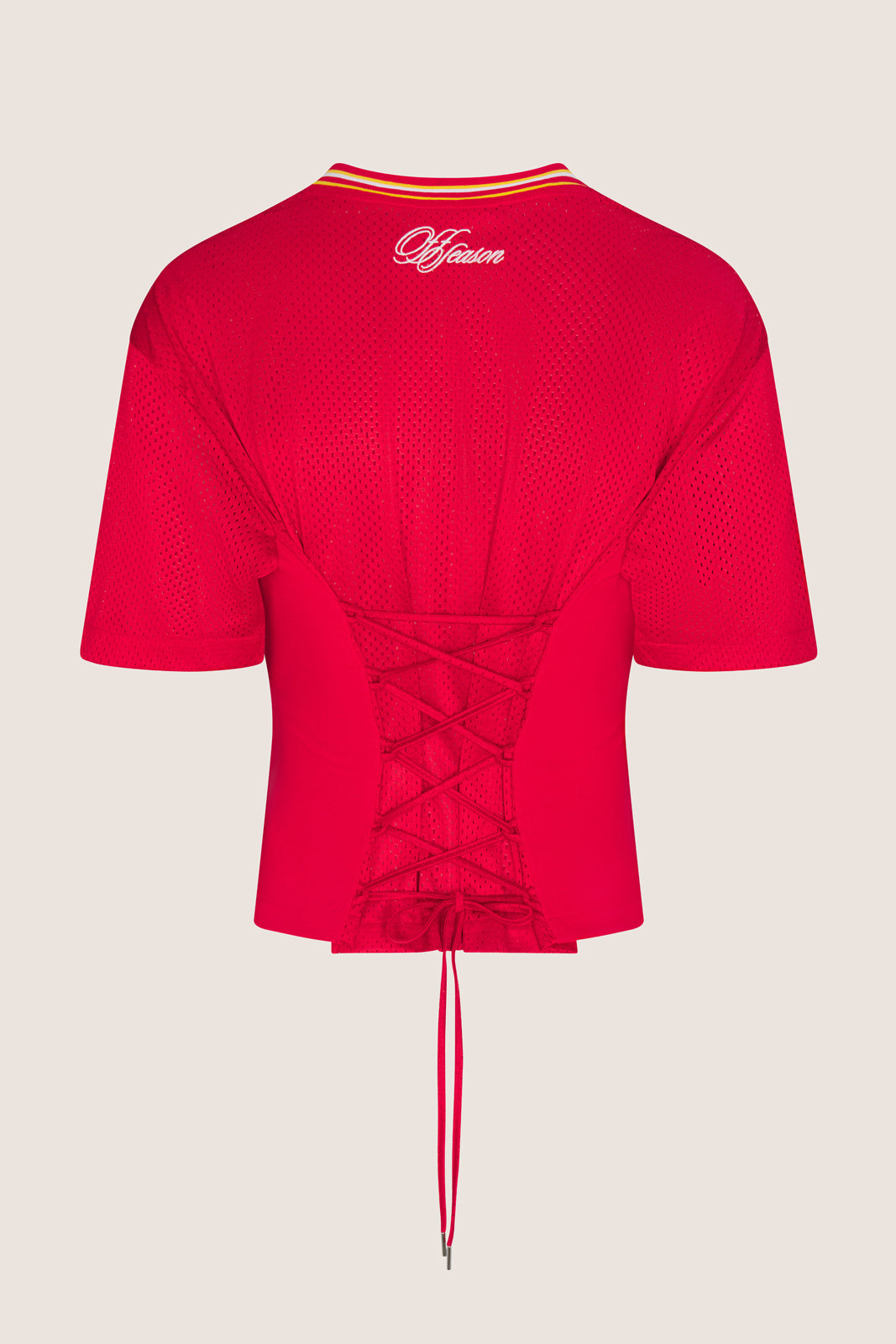 Femme V Neck Lace Back Tee