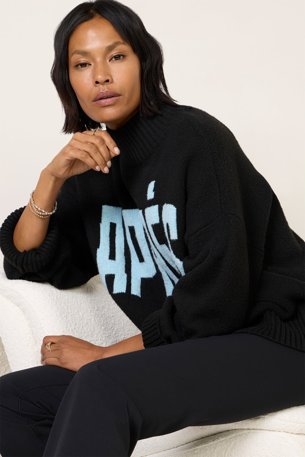 Apres Intarsia Mockneck Sweater