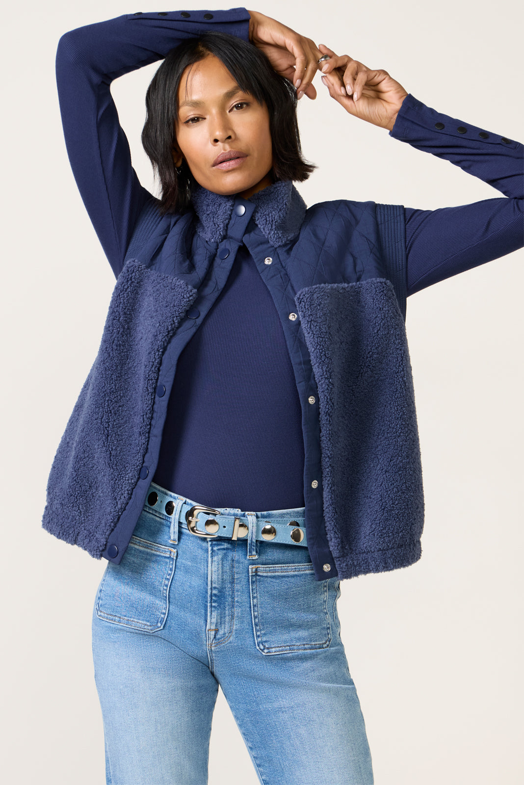 Rilo Ribbed Snap Long Sleeve Top