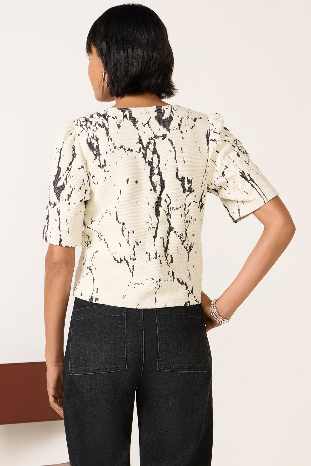 Courtney Jacquard Zip Front Top