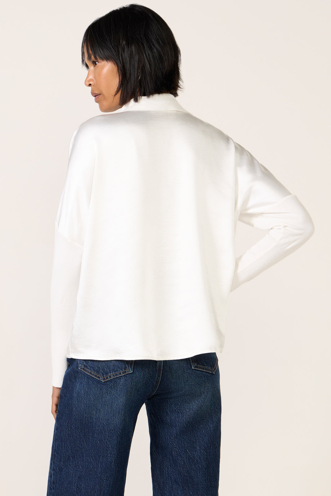 Tina Mixed Media Satin Top